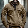 thumbnail image 4 of Sudaderas con capucha tácticas de media cremallera para hombre, sudaderas militares de lana sólida y cálida, chaquetas con capucha con múltiples bolsillos para hombre, Polar grueso para exteriores, 4 of 5