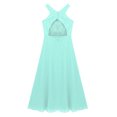 thumbnail image 2 of Raenseen Big Girls Floral Lace Party Wedding Prom Long Chiffon Dress Bridesmaid Dance Ball Maxi Gown Mint Green 10, 2 of 8