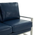 thumbnail image 6 of Leisuremod Jefferson Modern Leather Contemporary Loveseat With Silver Frame Mid-Century Living Room Loveseat Sofa (Navy Blue), 6 of 7