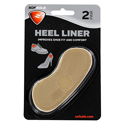 Sof Sole Heel Liner Cushions for Improved Shoe Fit and Comfort, 2 Pair