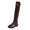 Brown, variant on Women Round Toe Mid Calf Boots Elastic Soft Upper Thick Cushioned Insole Stable Mid Heel Design For Autumn Winter Daily Shopping And Casual Outings Black
