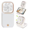 thumbnail image 1 of Ventilador portátil de mano, banco de energía recargable, 3 velocidades (blanco), 1 of 4