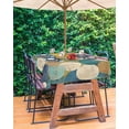 thumbnail image 3 of nqOlkjepod Teal Yellow Circle Outdoor Tablecloth with Umbrella Hole & Zipper, Geometric Abstract Art Rectangle Table Cover 60x102 Inch, Dining Waterproof Table Cloth Protector for Patio/Party/Picnic, 3 of 7