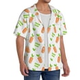 thumbnail image 2 of Xecao Vegan Fruit Carrot Men's Casual Short-sleeved Shirt, a button-up collared shirt with a pocket-Small, 2 of 5