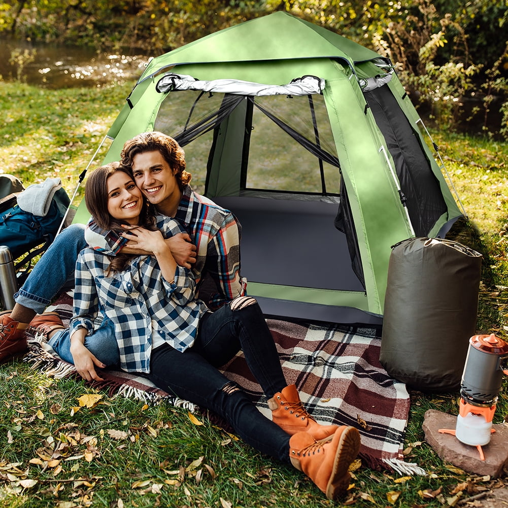 Topcobe Instant Cabin Tent, 4 Person Camping Tent with Carry Bag for Family Camping & Hiking, Ventilation, Green
