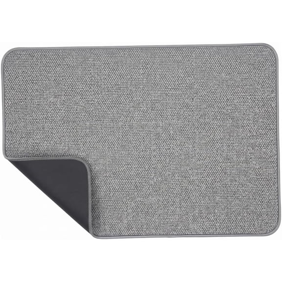 Absorbent Bath Mat 20x32 in Quick Dry Non Slip Thin Washable Bathroom Rug, Grey