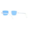 thumbnail image 2 of Mens Retro Rectangle Color Lens Hippie Plastic Sunglasses Clear Blue, 2 of 4