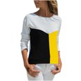 thumbnail image 1 of Pompotops T-shirt Blouse à Manches Longues Contrastées Col Rond Décontracté pour Femmes, 1 of 1