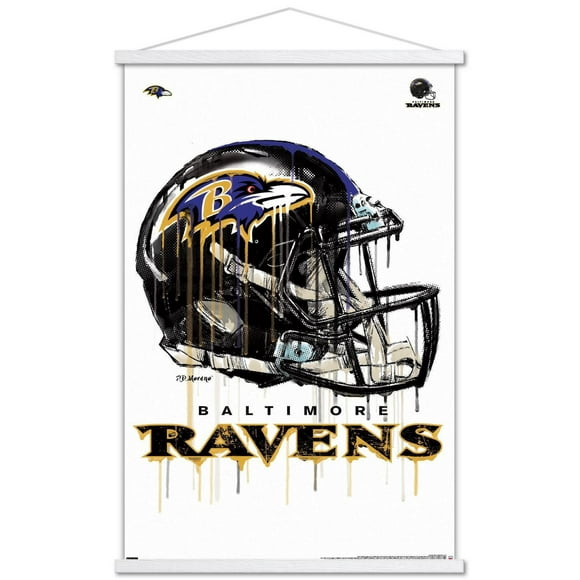 NFL Baltimore Ravens - Drip Helmet 20 Wall Poster with Magnetic Frame, 22.375" x 34"