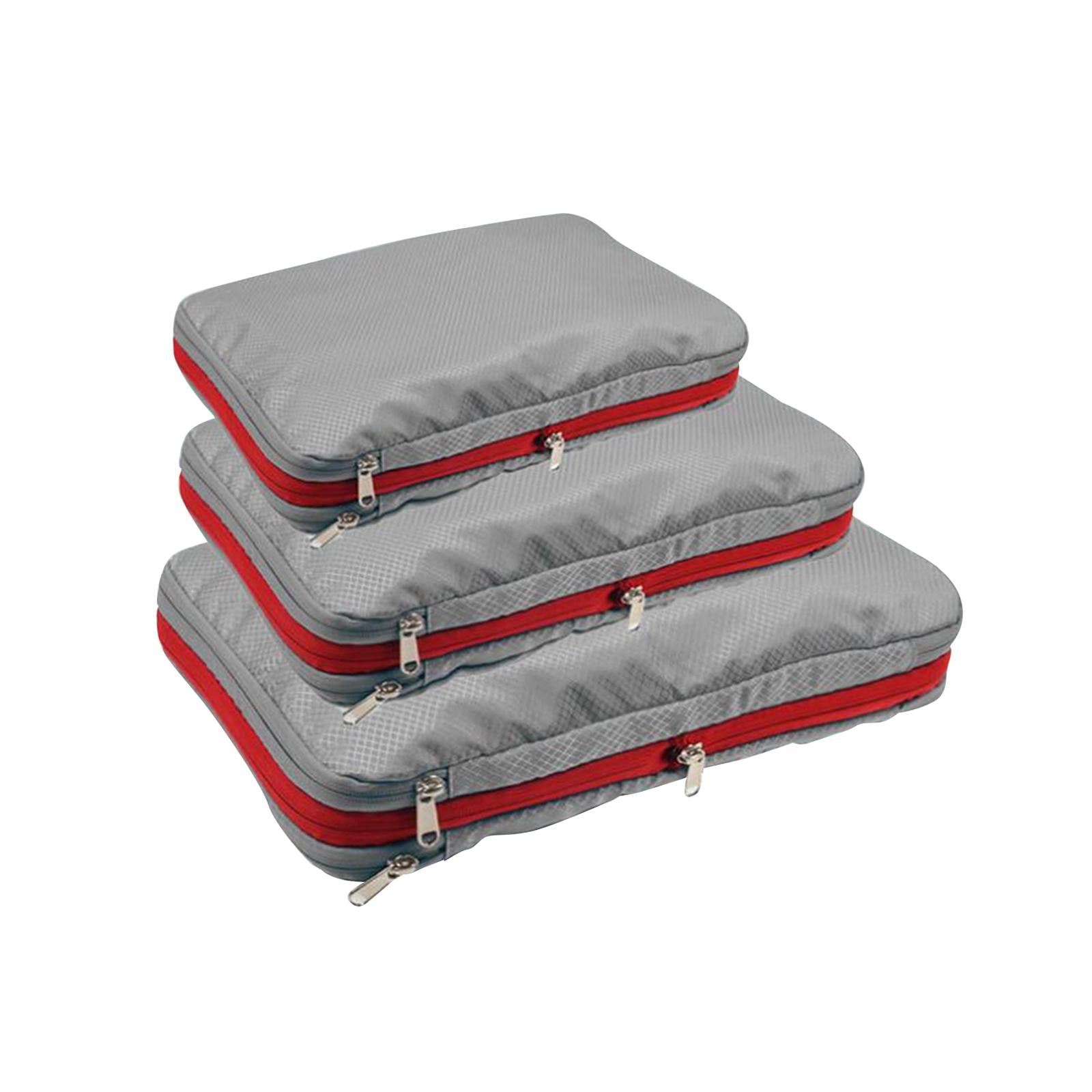 Fiocias 3 Pcs Compression Packing Cubes Waterproof Storage Bag Luggage Packing Organizer Gray