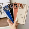 thumbnail image 5 of Compatible with iPhone 14 Case Cute, Luxury Plating Love Letter Phone Case, Electroplated Heart Case for Women Girls Soft TPU Shockproof Camera Protective Back Cover - Pink, 5 of 9