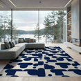 thumbnail image 2 of ODIKA 8'x10' Navy Blue Modern Geometric Abstract Washable Area Rug Contemporary Rounded Shapes Interlocking Modular Design Mid Century Durable, Non-Slip for Living Room, Under Sectional, Family, 2 of 7