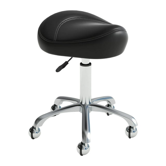 Elodie Saddle Stool Adjustable Nail Beauty Pulley Work Chair for Lab Salon Manicure Black