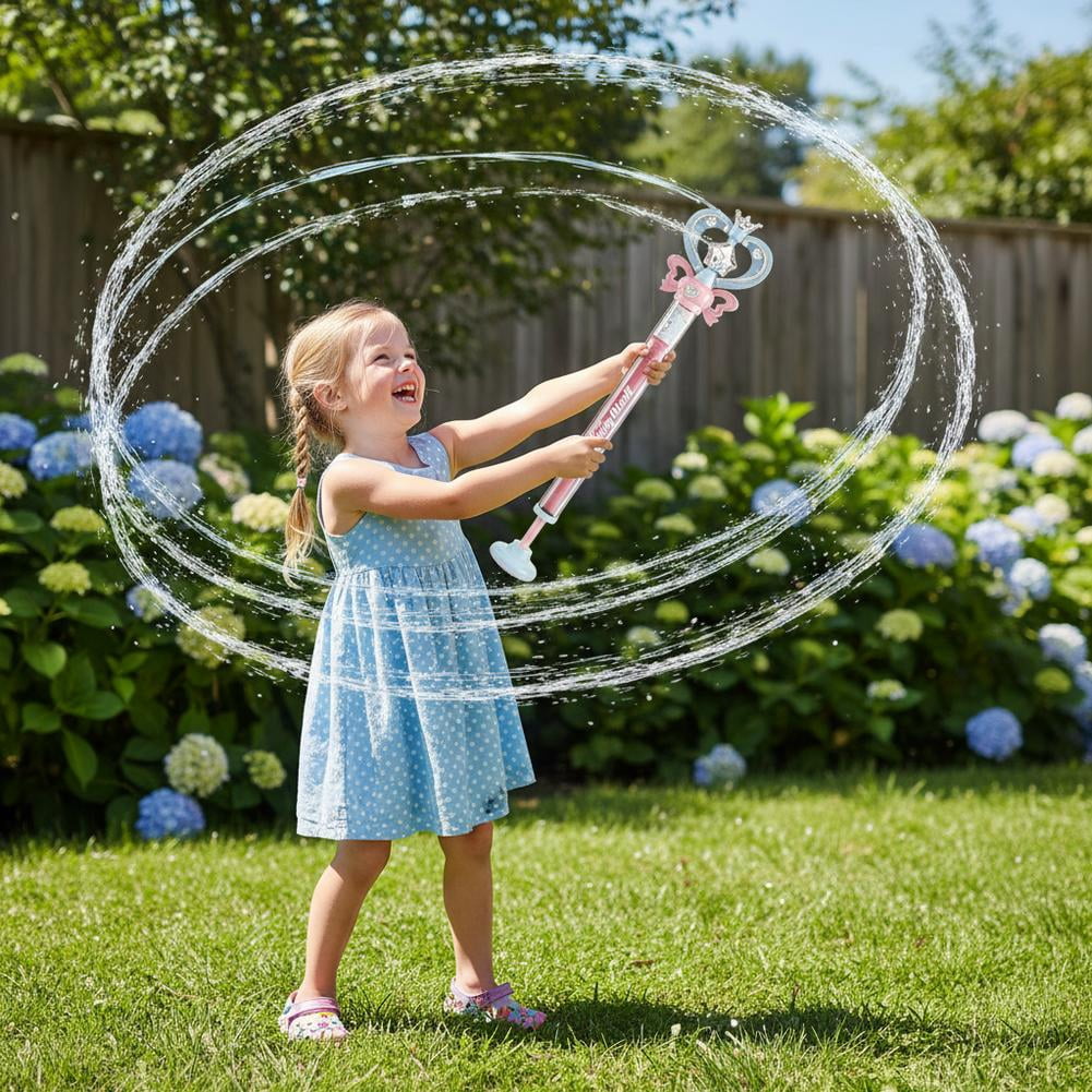 Water Wand, Firework Water Squirter, Summer Gadgets, Pastel Pink Purple Princess Magic, Crown Star Bow Decor Handheld Water Blaster Toy