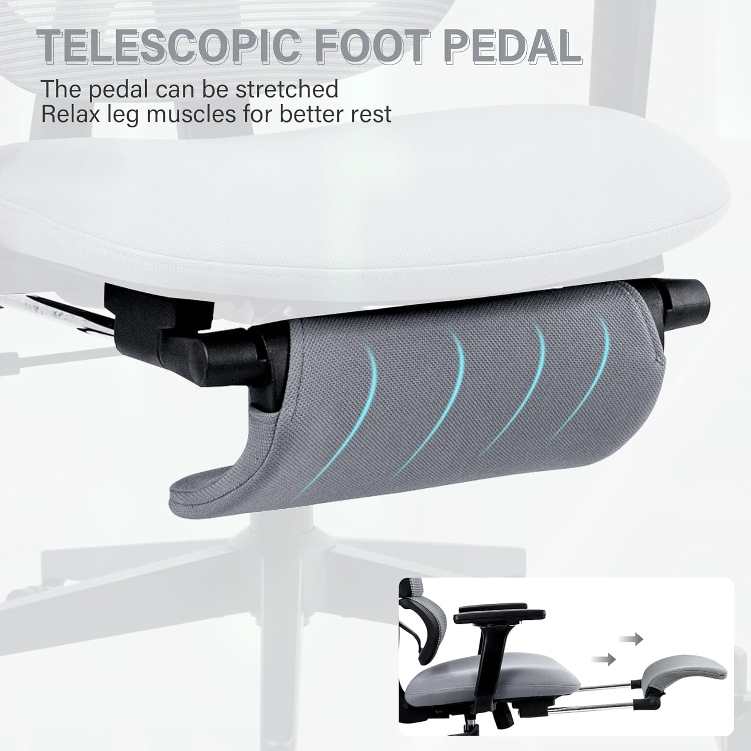 Ergonomic Office Chair with Foot Rest, High Back Computer Office Chair with Dynamic Lumbar Support, 2D Headrest, 4D Armrest, Sponge Seat, Mesh Home Office Desk Chair for Adults, Black