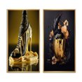 Designart "Irish Cream Elegance in Golden High Heels" Fashion Framed