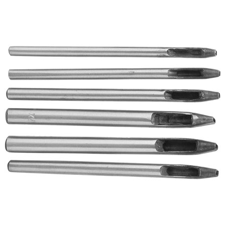 OTVIAP Hand Puncher,6Pcs 2mm Leather Craft Hole Punch Set Oval Shape Hole Belt Watch Band DIY Punching Tool Puncher, Leather Punching Tool