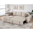 thumbnail image 2 of Beige Color Convertible Sectional 2pc Set Dorris Fabric Tufted Sofa Chaise w Storage Cup Holder, 2 of 10