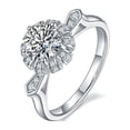 thumbnail image 2 of 1 Carat Round Cut Moissanite Pave Ring Diamond Engagement Ring In 18K White Gold Plating Over Silver, 2 of 4