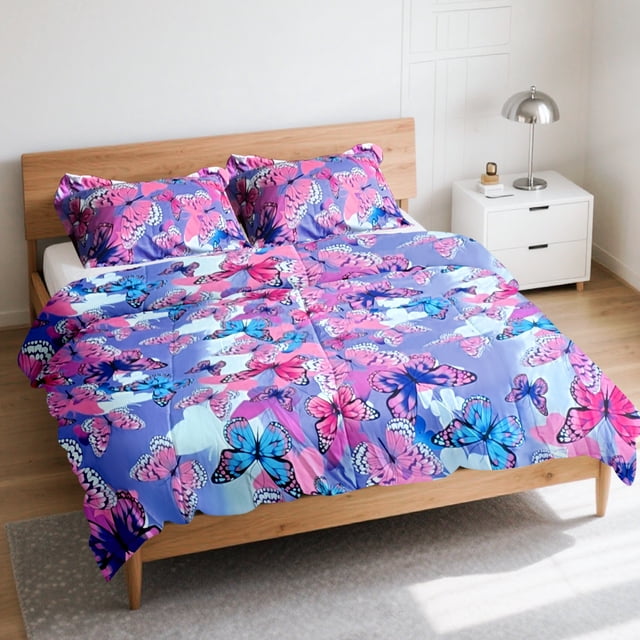 Amorosa Edredón Reversible de 3 Piezas (1 Colcha + 2Fundas de almohada)Suave Acolchado y Máquina para Hogar Multicolor-240*260cm