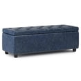 thumbnail image 1 of Simpli Home Hamilton 48 Pouces Ottomane de Rangement Traditionnelle en Similicuir Bleu Denim, 1 of 8