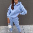 thumbnail image 2 of BiZtdJrK Women 2 Piece Sets Fall Winter Outdoor Long Sleeve Hoodie and Drawstring Sweatpant Tracksuit Solid Casual Pullover Sweatshirt Harem Trousers Jogger Outfits Hoy Oferta Flash Blue L, 2 of 7