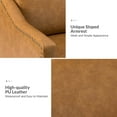 thumbnail image 3 of Upholstered Accent Chair Faux Leather Armchair Removable Cushion Lounge Sofa Nailhead Solid Wood Legs Living Room Camel, 3 of 7