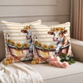 thumbnail image 2 of Funny Cow Fall Outdoor Waterproof Pillow Covers, Thanksgiving Pumpkin Bathtub Orange Striped Decorative Square Throw Pillowcase Sofa Cushion Sham for Patio/Couch/Chair, 26"x26" 2 Pack, 2 of 8