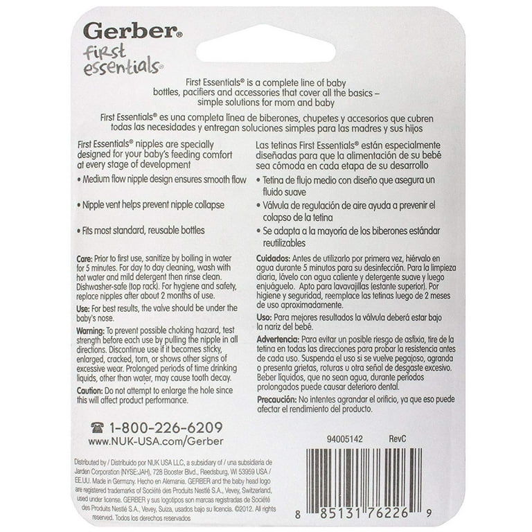 Gerber first essentials nipples sales