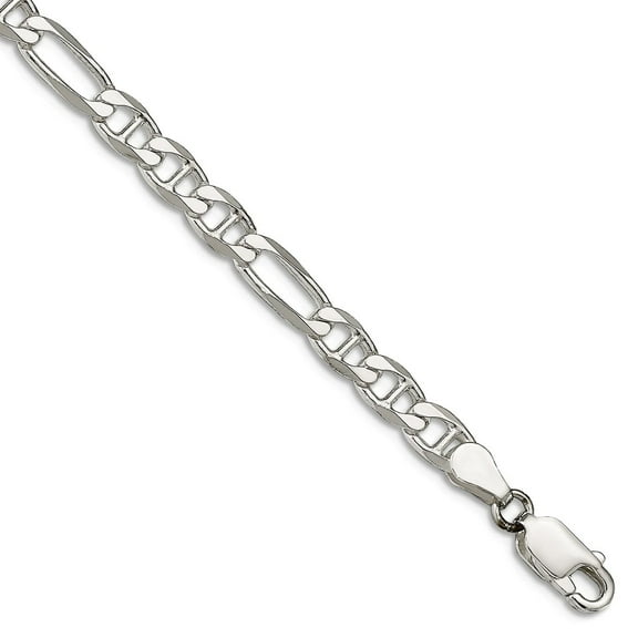 925 Sterling Silver Solid Polished 4.5mm Figaro Nautical Ship Mariner Anchor Chain Bracelet 7 Inch Lobster Claw Link Bra