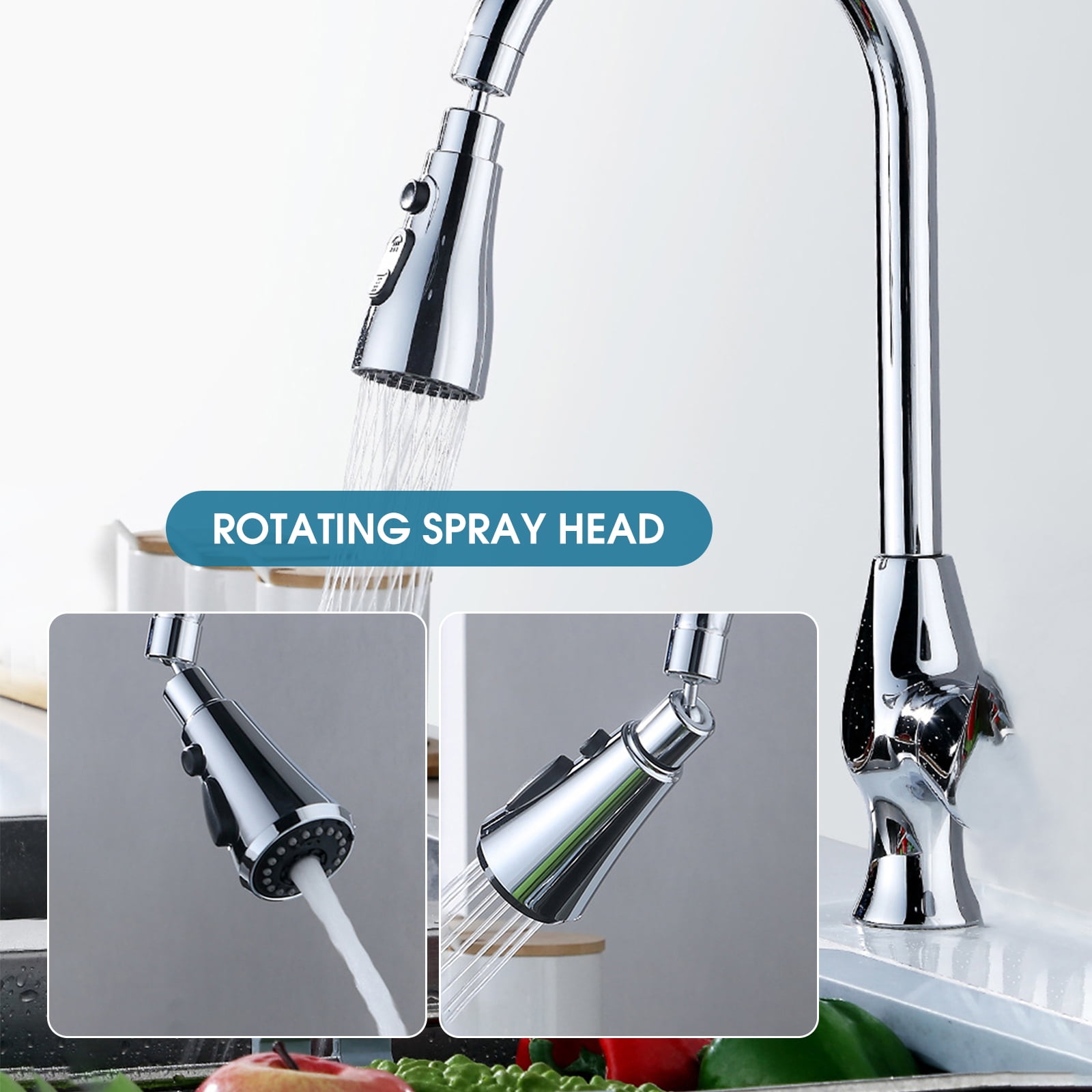 3 Functions Spray Head 360 °Swivel Faucet Spayer Head G1/2 Water-saving Sink Aerator For Kitchen Faucet Replacement Spray Head ,Durable Material