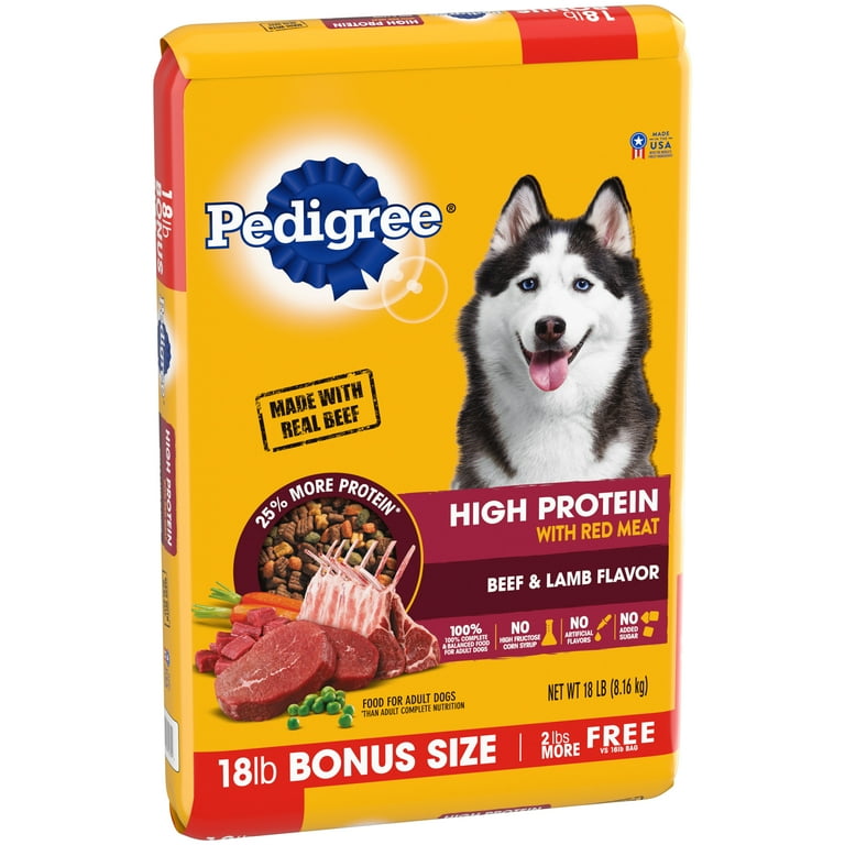 Pedigree High Protein Beef Lamb Flavor Adult Dry Dog Food 18 lbs