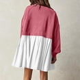 thumbnail image 5 of LEAVINGSUO Dresses for Women 2023 Fashion Women's Casual Over Sized Sweatshirt Long Sleeve Dress Round-Neck Ladies Patchwork Mini Dresses Pink XL, 5 of 7