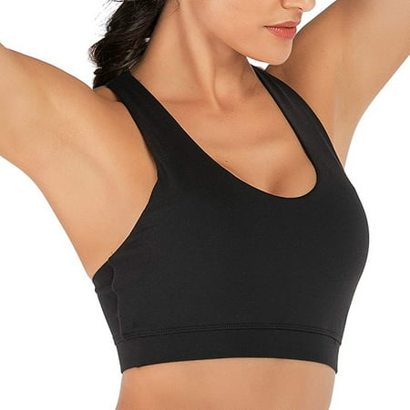 

QWERTYU Sports Bras for Women Racerback Criss Cross High Impact Sports Bra Workout Crop Top Compression Bras Black XL