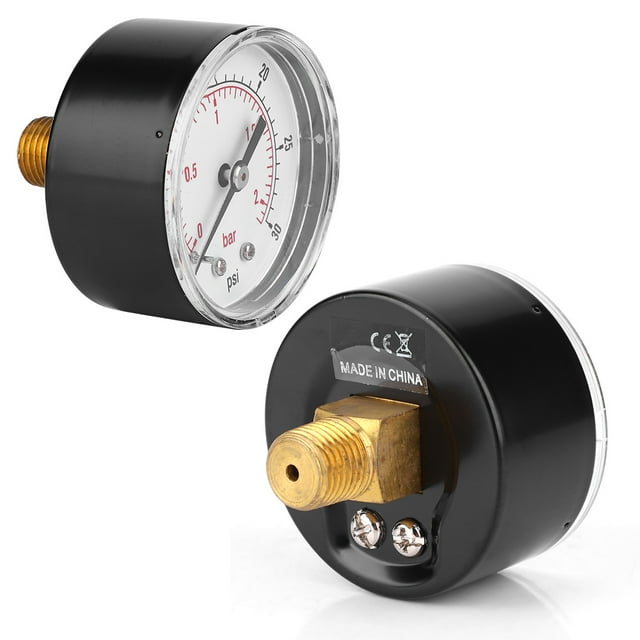 Axial Pressure Gauge, Brass Components Back Connection Durability Water Pressure Gauge For Gas For Water For Air