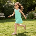 thumbnail image 5 of FRSASU Girl's Sleeveless Summer Tank Dress Crew Neck Casual Solid Color Beach Vacation Sundress Green-A, 5 of 7