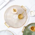 thumbnail image 3 of Acrylic Vanity Tray with Gold Handles, Decorative Serving Tray for Jewelry Comestic Candle Dish Plate, Vanity Counter Bathroom Table Organizer Amber (11.8 ''x 1.3” H), 3 of 15