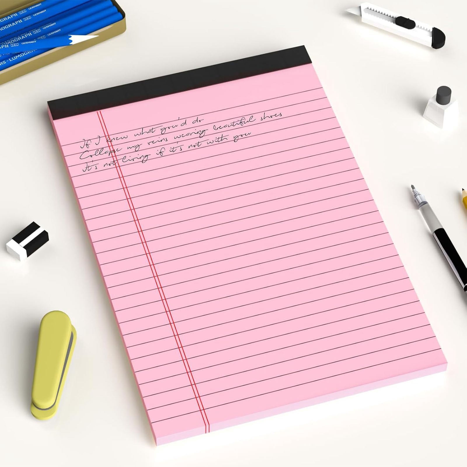 6Pcs Legal Pads Colored Note Pads, Lined Notepad 50Sheets/100Pages Per Book, Micro Perforated Writing Pads Lined Paper College Ruled Pad of Paper Notebook To-Do List for Home & Office(Purple,8x5")