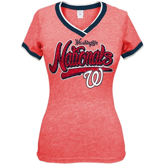 5th & Ocean Women Washington National Opening Night Tri-Blend Tee-Red Heather, M