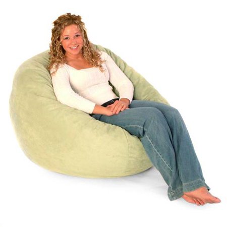 3 ft. Premier Microsuede Fuf Foam Lounger Bean Bag Chair With Liner -Black