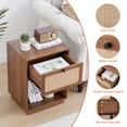 thumbnail image 4 of Wirrytor Rattan Night Stands Set of 2, Farmhouse Nightstand Bedside Table with Drawer and Storage Shelf, Boho End Side Table for Bedroom, Small Space, Walnut, 4 of 9