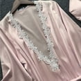 thumbnail image 5 of BLTIBY 2025 Womens Pajama Sets 5PCS Satin Silk Sleepwear Lace Trim Robe Set with Cami Shorts Pants Dress Soft Loungwear PJ Outfits Pink S, 5 of 6