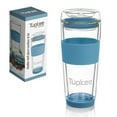 thumbnail image 2 of Tupkee Double Wall Glass Tumbler - 14-Ounce, All Glass Reusable Insulated Tea/Coffee Mug & Lid, Hand Blown Glass Travel Mug - Niagara - 2 Pack, 2 of 8