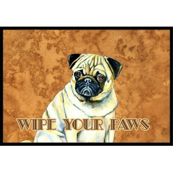 18 X 27 In. Fawn Pug Wipe Your Paws Indoor Or Outdoor Mat