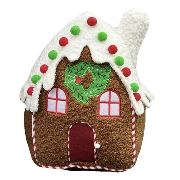 Almohada de Peluche con Forma de Casa de Jengibre, Almohada de Casa de Jengibre, Decoración de Pan de Jengibre, Regalo, Decoración para la Oficina y el Hogar