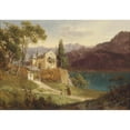 thumbnail image 2 of Joseph Brunner 18x14 Black Ornate Wood Framed Double Matted Museum Art Print Titled - Maria Loretto Am Worthersee, 2 of 5