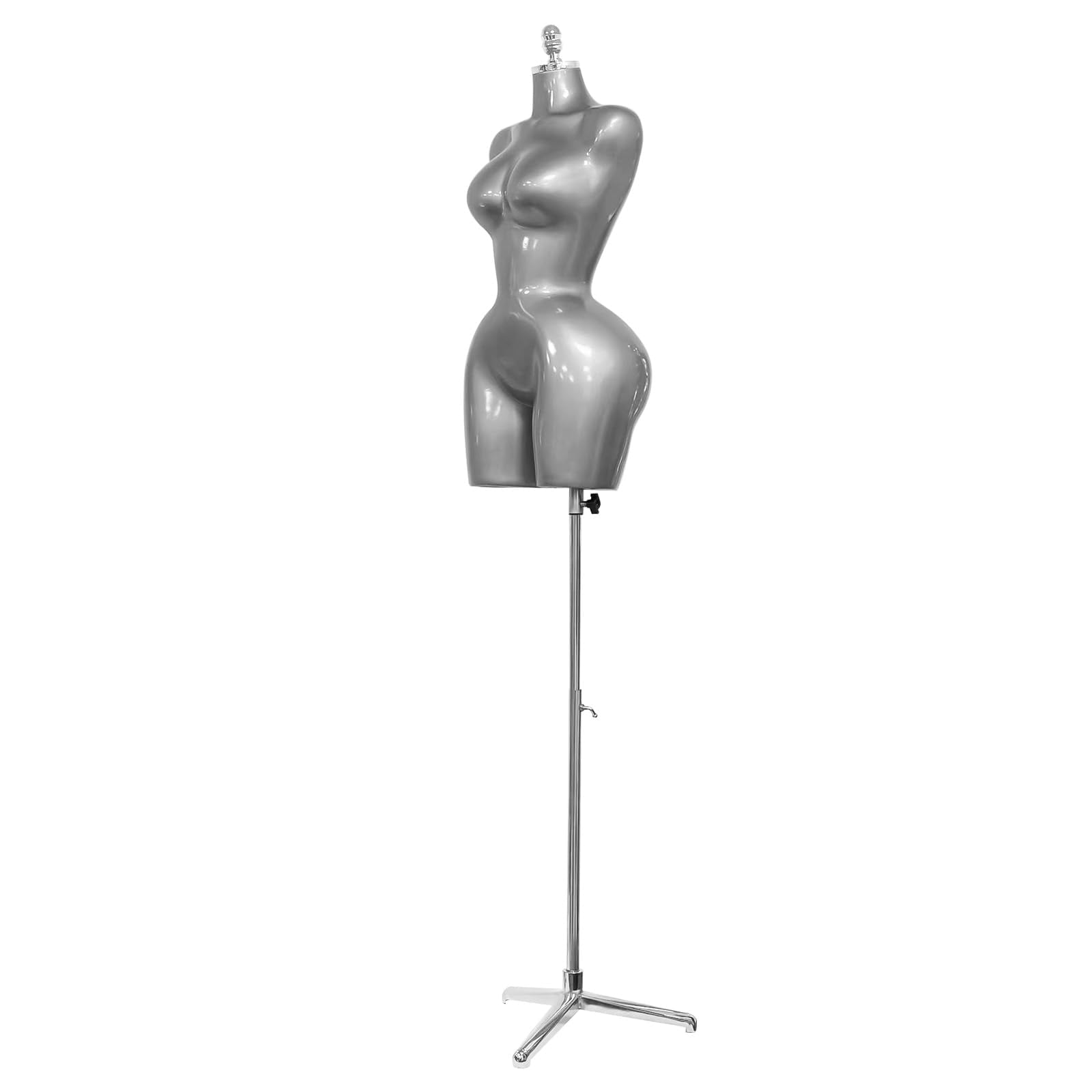 Female Mannequin Torso,Dress Form Manikin with Metal Stand Base, Suitable for Clothing and Jewelry Display (Silver)