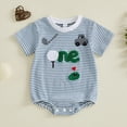 thumbnail image 2 of UngA Baby Boy Golf Outfit Embroidery Short Sleeve Bubble Romper Onesie Cute Infant Newborn Summer Clothes (Blue,12-18 Months), 2 of 6
