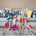 thumbnail image 2 of ONETECH  Hummingbird Flower Blanket Gifts for Women Girls Mom, Colorful Floral Print Decoration for Home Bedroom Living Room Lounge Dorm, Warm Soft Cute Lightweight Throw Blankets, 2 of 6