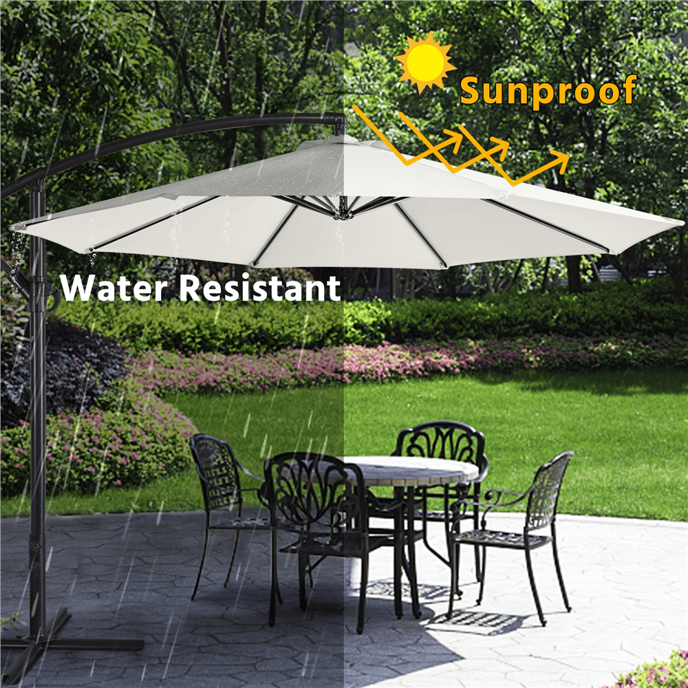 Renwick 10Ft Outdoor Patio Offset Umbrella with Crank & Cross Base, Cream